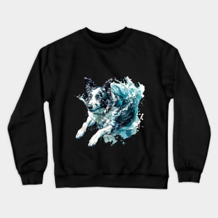 Border collie diving splash Crewneck Sweatshirt